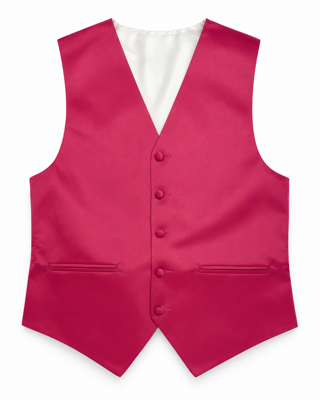 Hot Pink satin vest front view on a white background