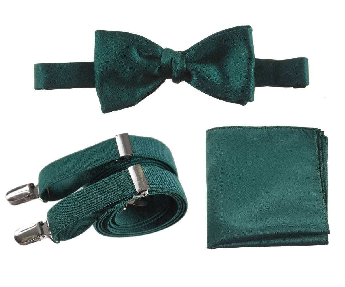 Tuxgear Inc | Men's & Boys Matching Set: Bow Tie, Suspenders & Pocket Square - Tuxgear
