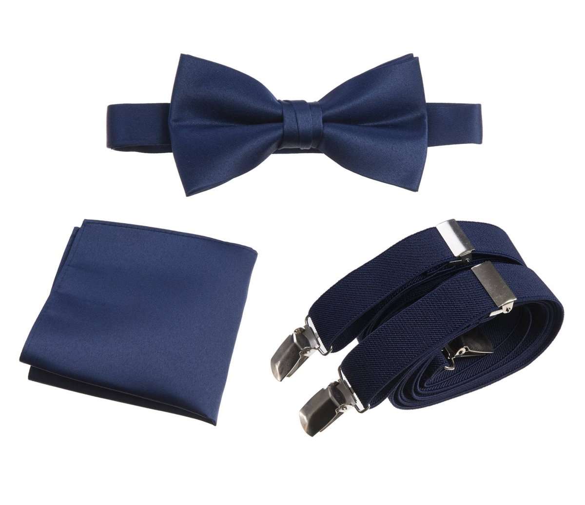 Tuxgear Inc | Men's & Boys Matching Set: Bow Tie, Suspenders & Pocket Square - Tuxgear