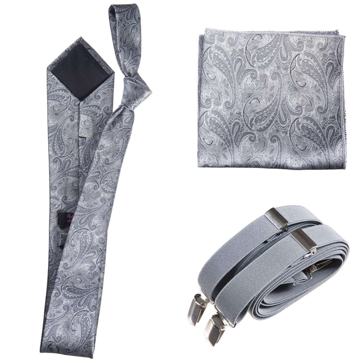Tuxgear Inc Self - Tie Paisley Jacquard Windsor Necktie Set for Weddings & Events - Tuxgear