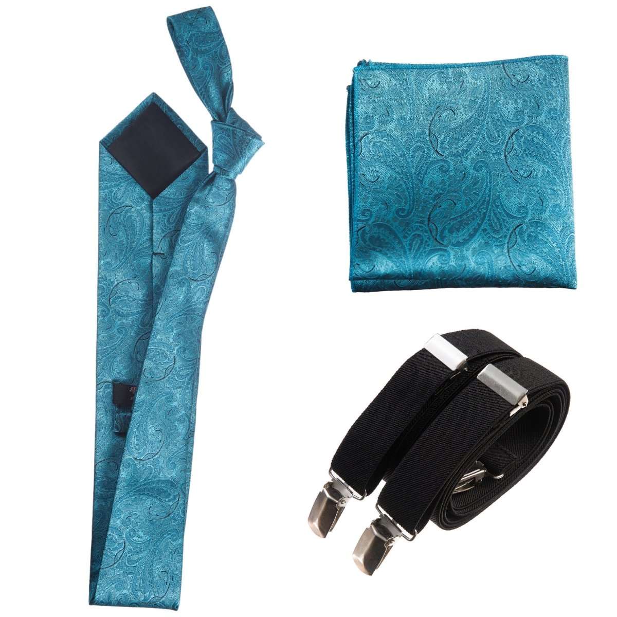 Tuxgear Inc Self - Tie Paisley Jacquard Windsor Necktie Set for Weddings & Events - Tuxgear