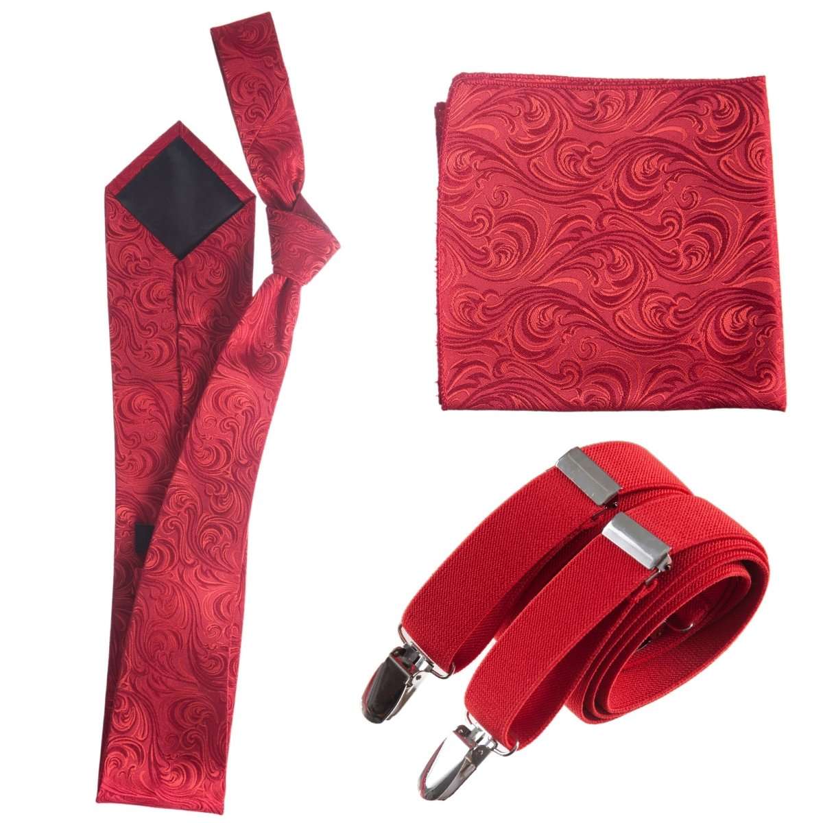 Tuxgear Inc Self - Tie Paisley Jacquard Windsor Necktie Set for Weddings & Events - Tuxgear