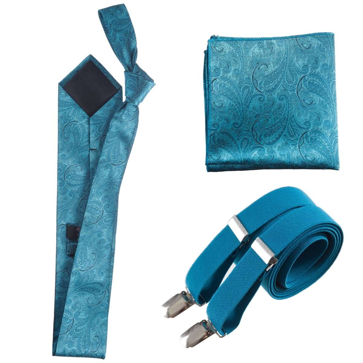 Tuxgear Inc Self - Tie Paisley Jacquard Windsor Necktie Set for Weddings & Events - Tuxgear
