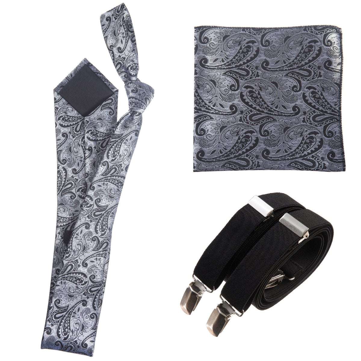 Tuxgear Inc Self - Tie Paisley Jacquard Windsor Necktie Set for Weddings & Events - Tuxgear