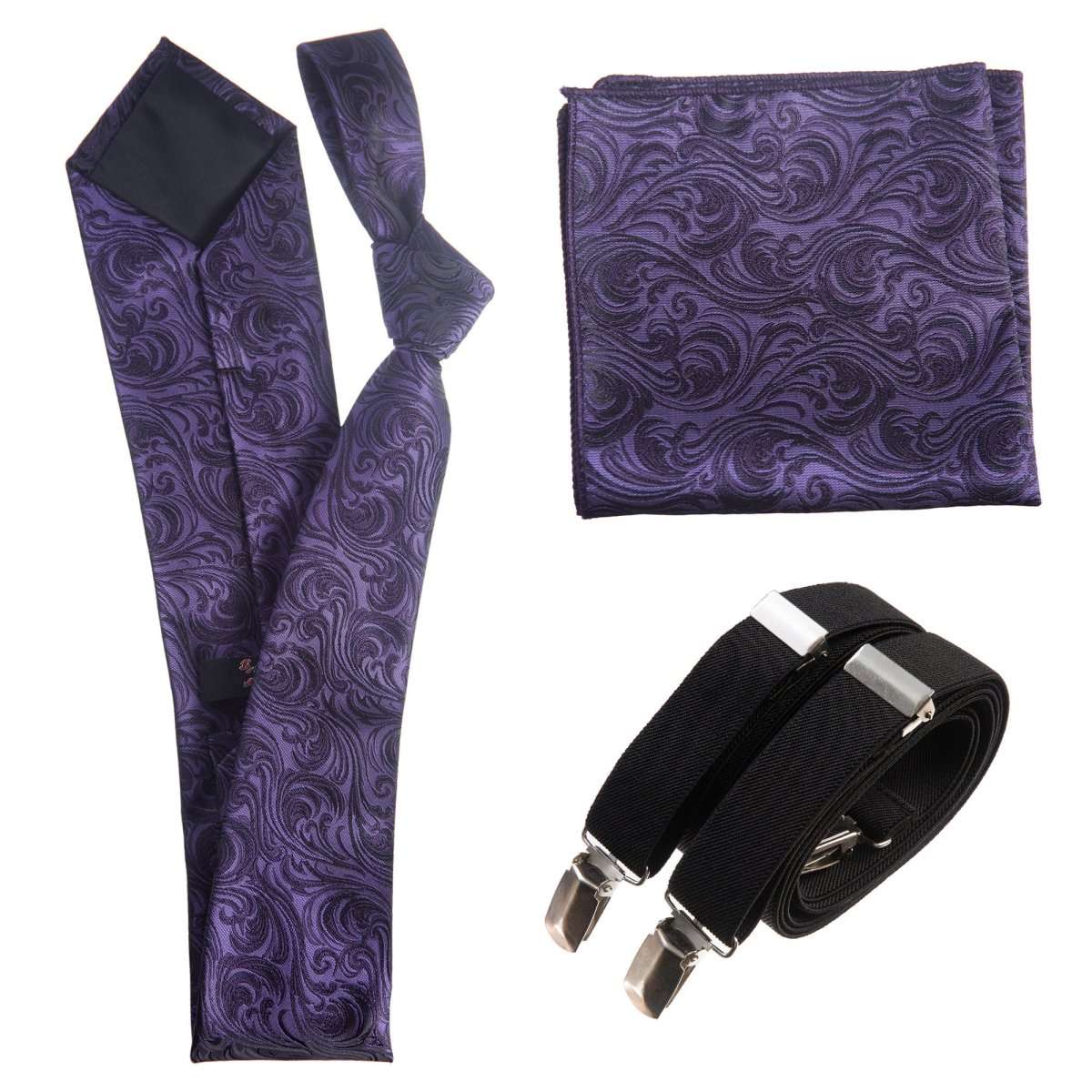Tuxgear Inc Self - Tie Paisley Jacquard Windsor Necktie Set for Weddings & Events - Tuxgear