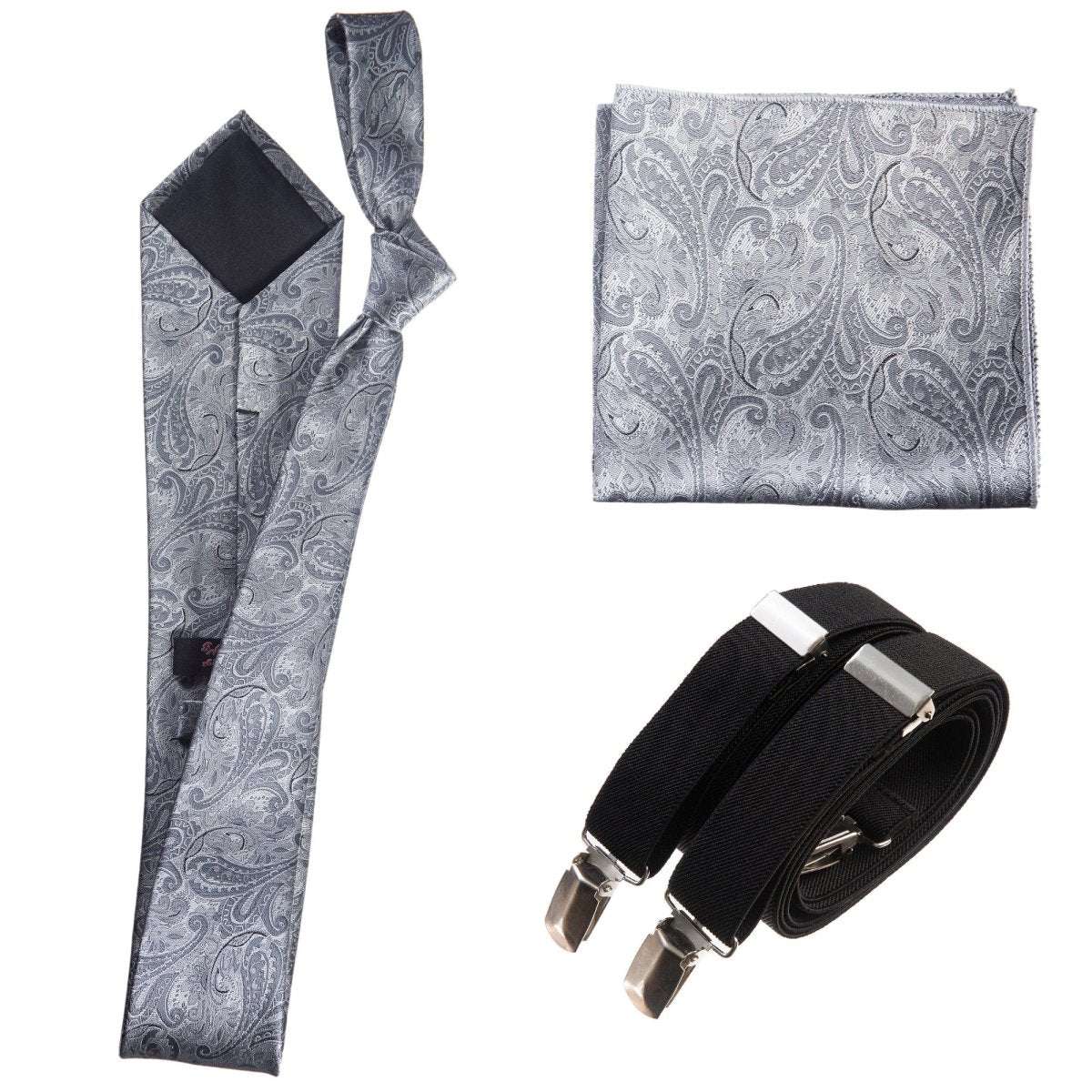 Tuxgear Inc Self - Tie Paisley Jacquard Windsor Necktie Set for Weddings & Events - Tuxgear