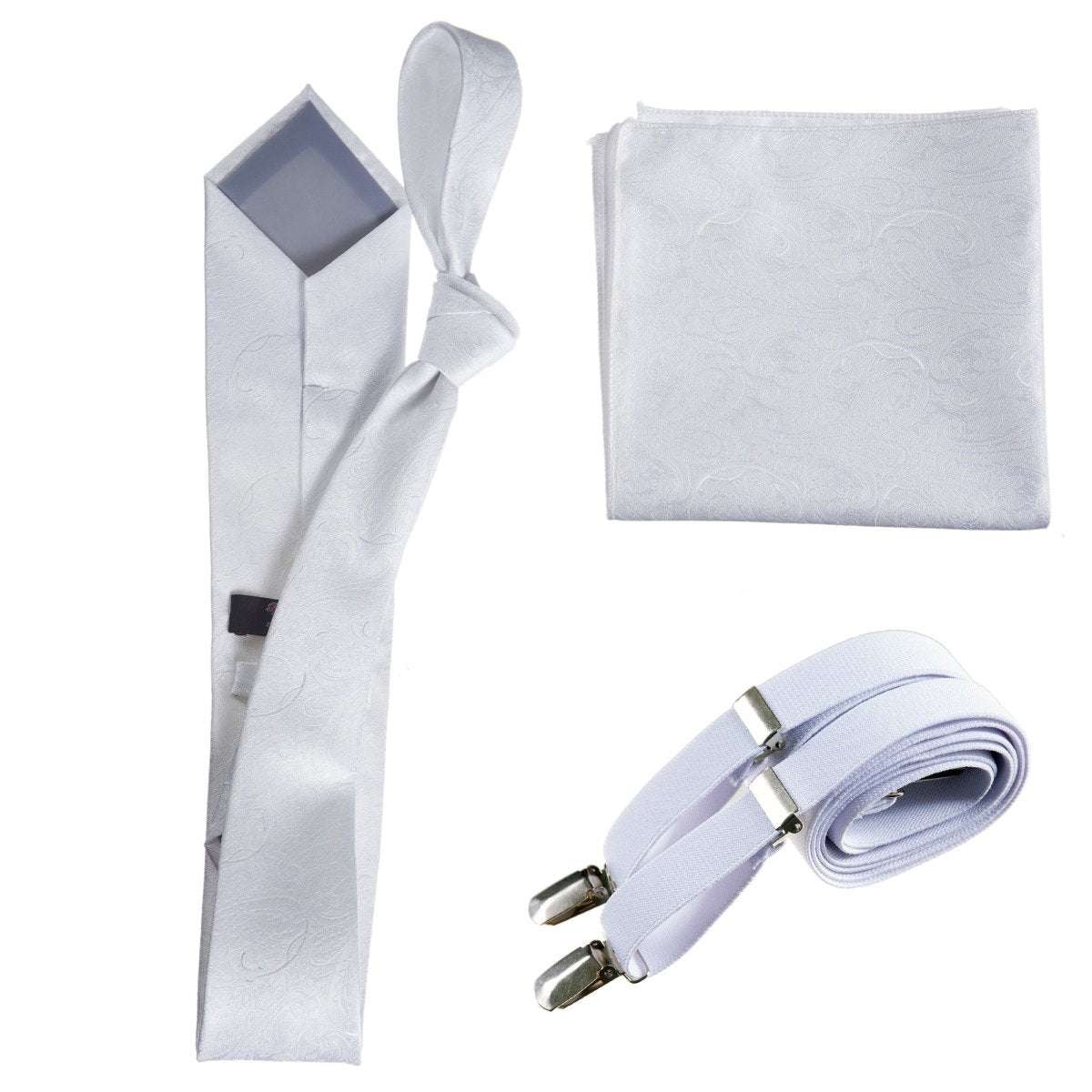 Tuxgear Inc Self - Tie Paisley Jacquard Windsor Necktie Set for Weddings & Events - Tuxgear