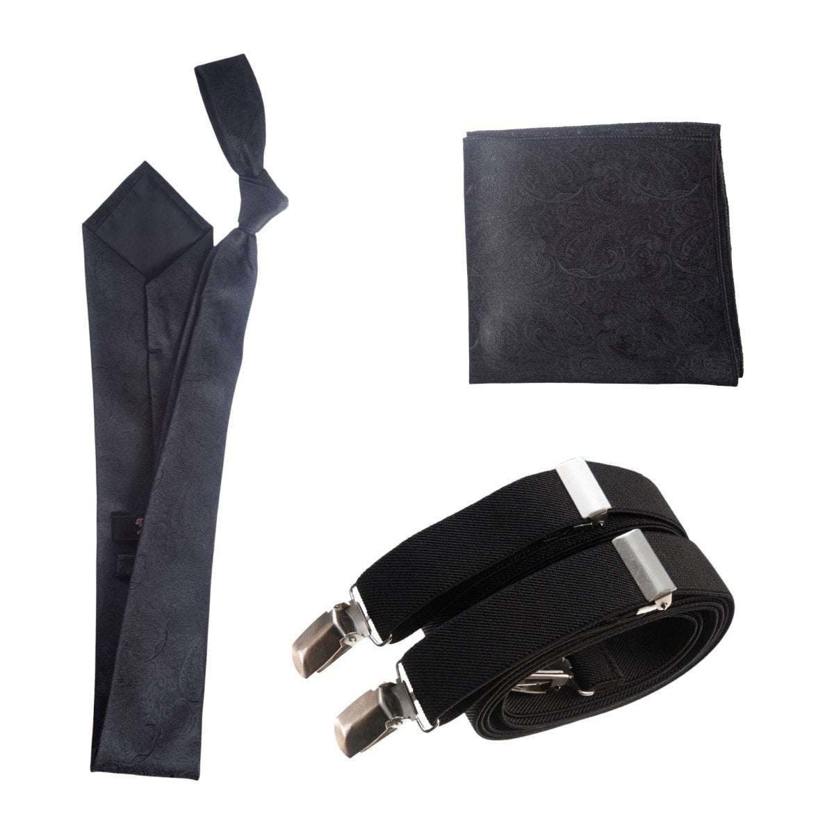 Tuxgear Inc Self - Tie Paisley Jacquard Windsor Necktie Set for Weddings & Events - Tuxgear