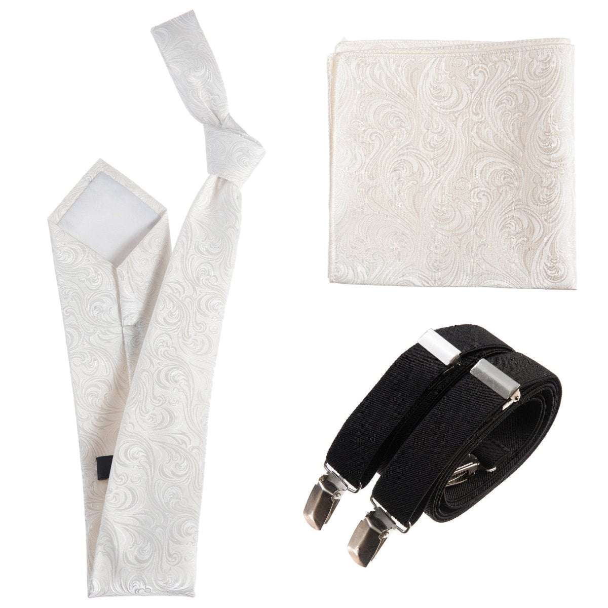 Tuxgear Inc Self - Tie Paisley Jacquard Windsor Necktie Set for Weddings & Events - Tuxgear