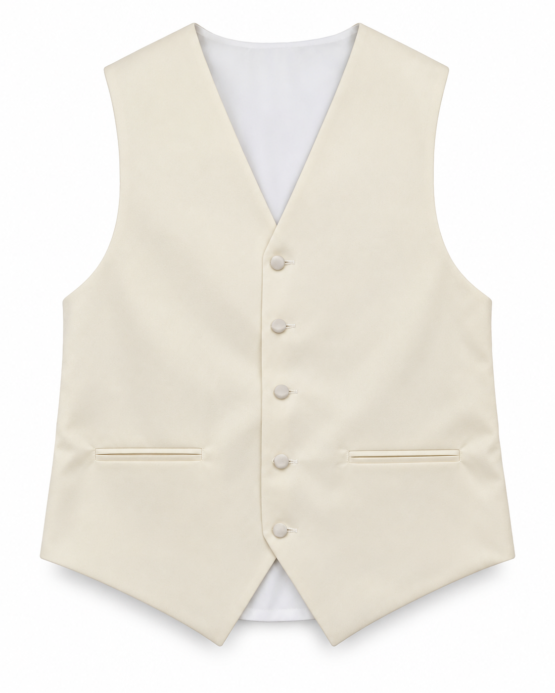 Ivory satin vest front view on a white background