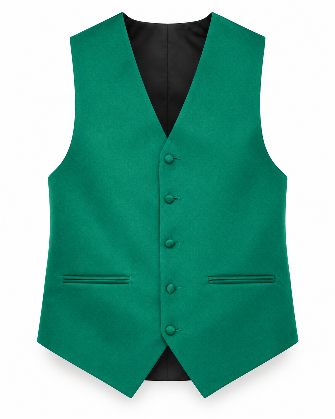 Jade satin vest front view on a white background