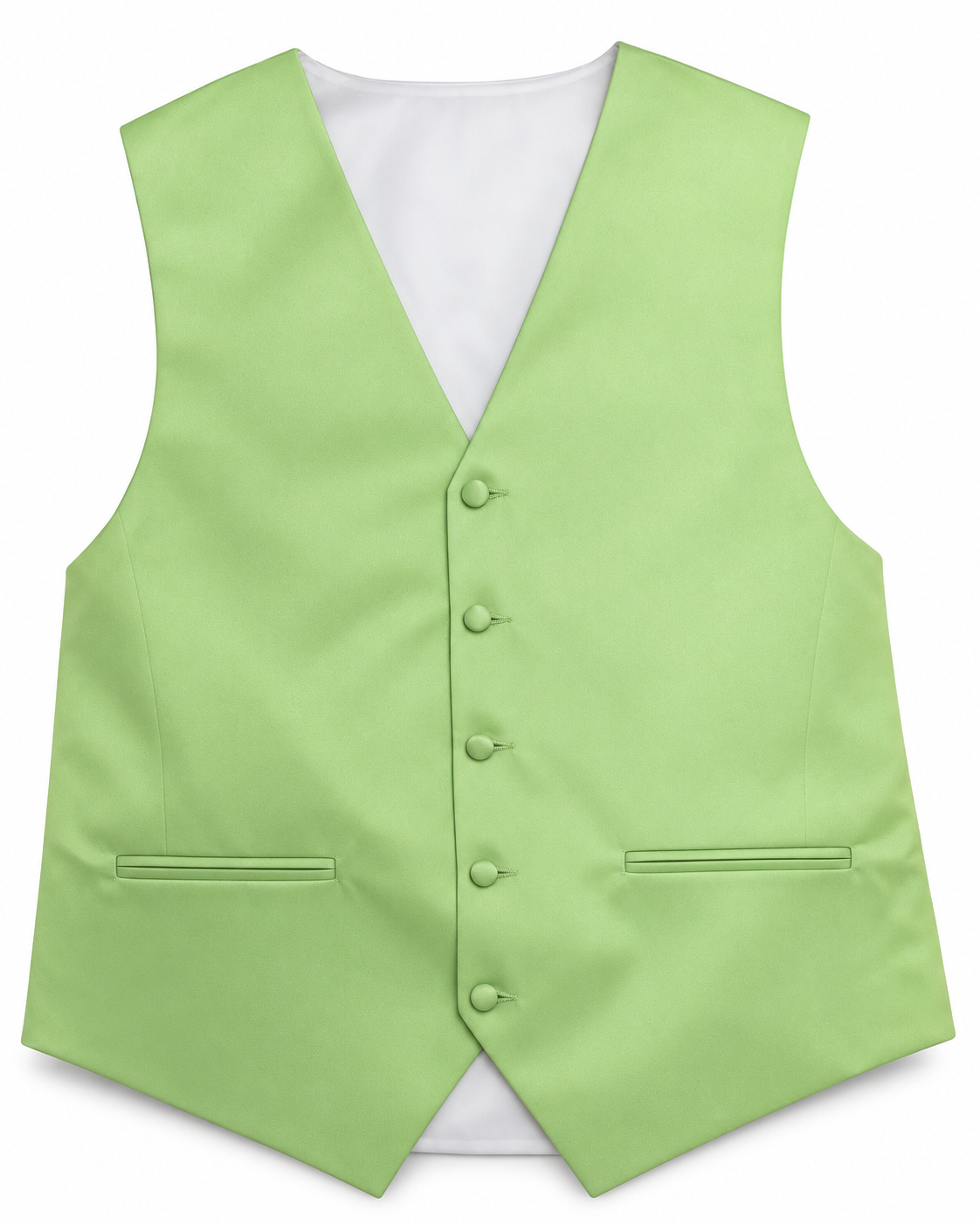 Key Lime satin vest front view on a white background