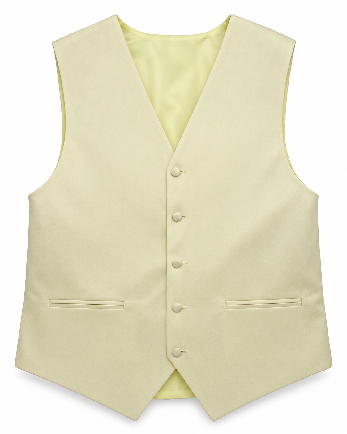 Lemon Chiffon satin vest front view on a white background