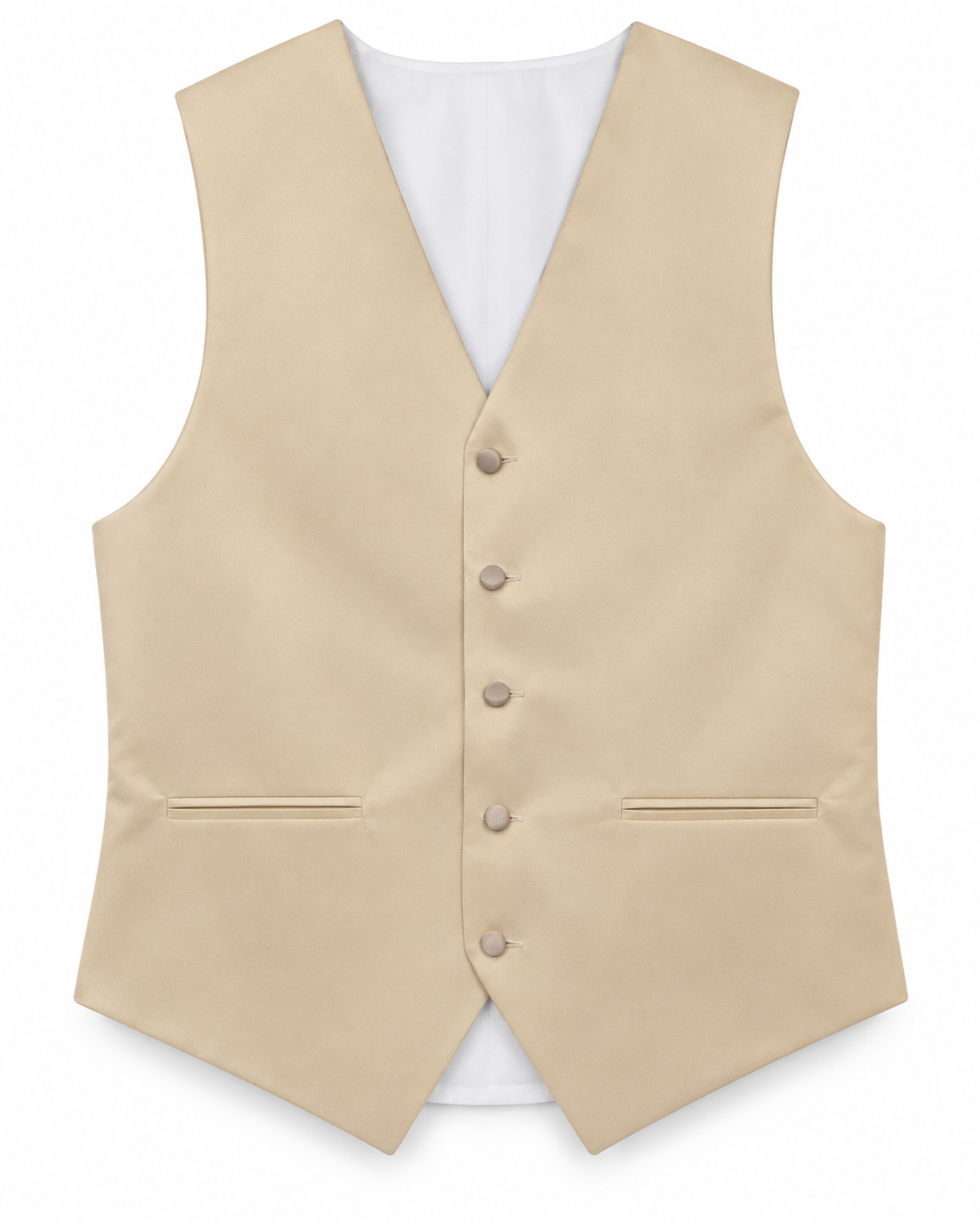 Light Champagne satin vest front view on a white background