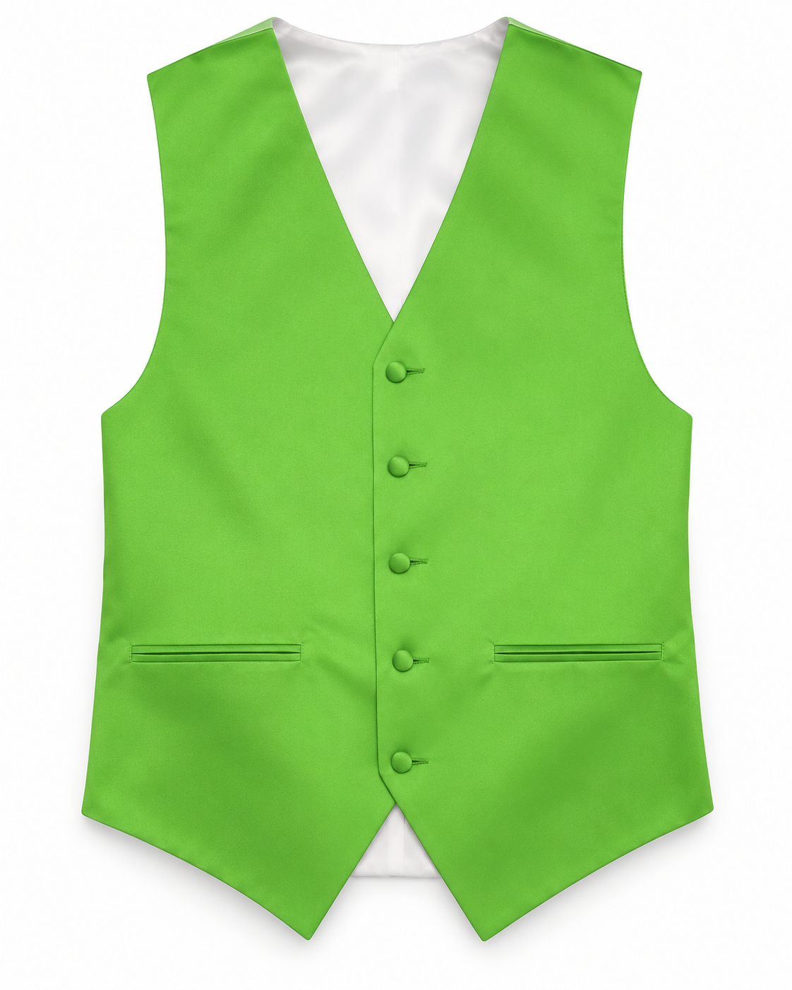 Lime satin vest front view on a white background
