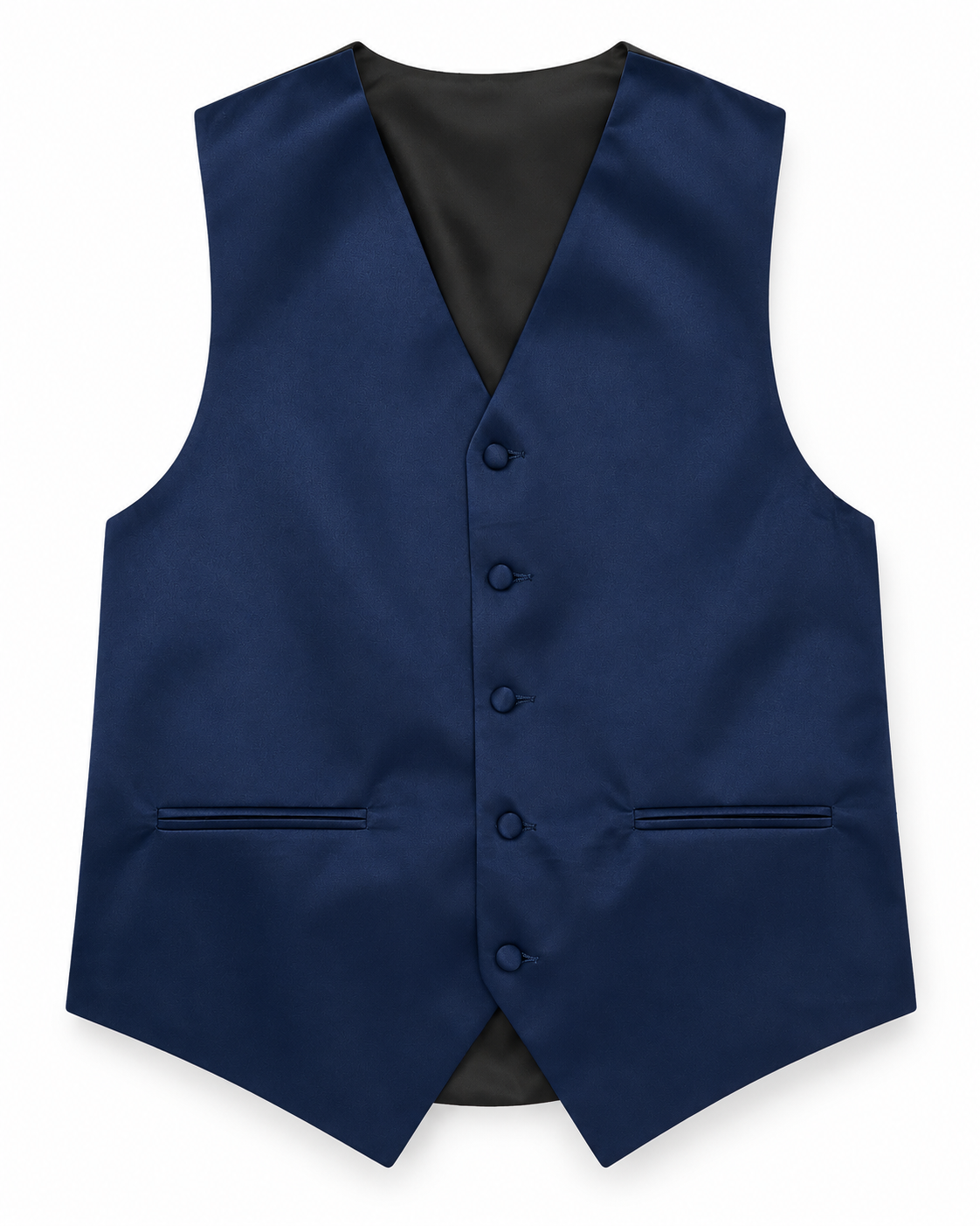 Navy satin vest front view on a white background