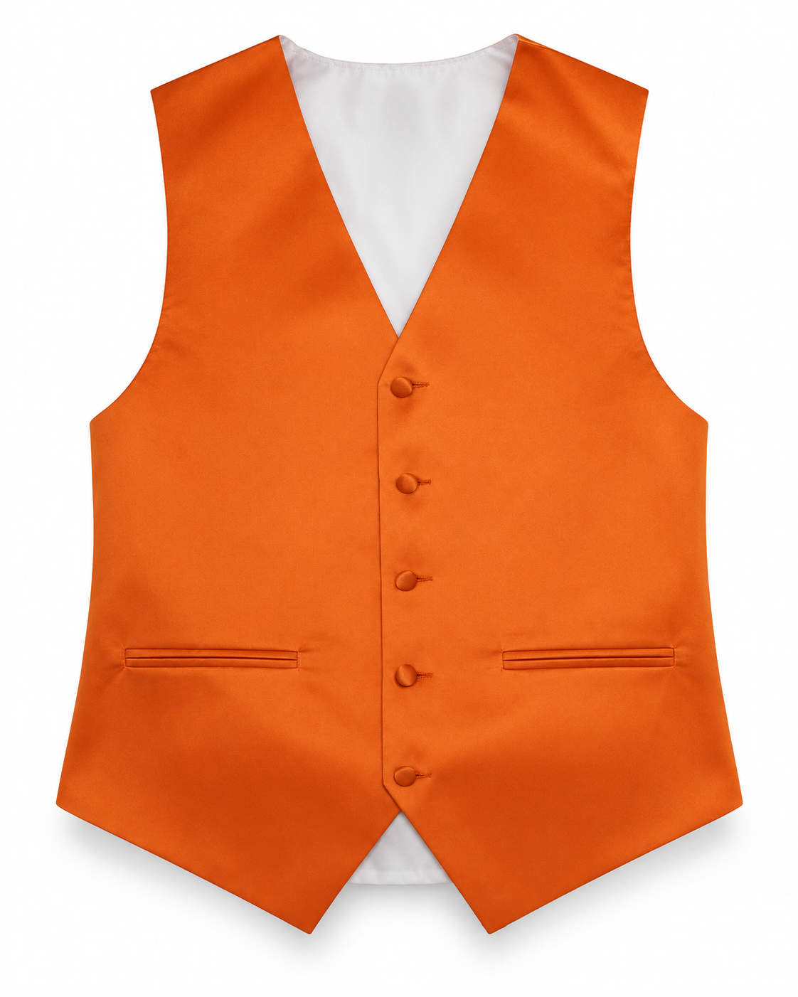 Orange satin vest front view on a white background