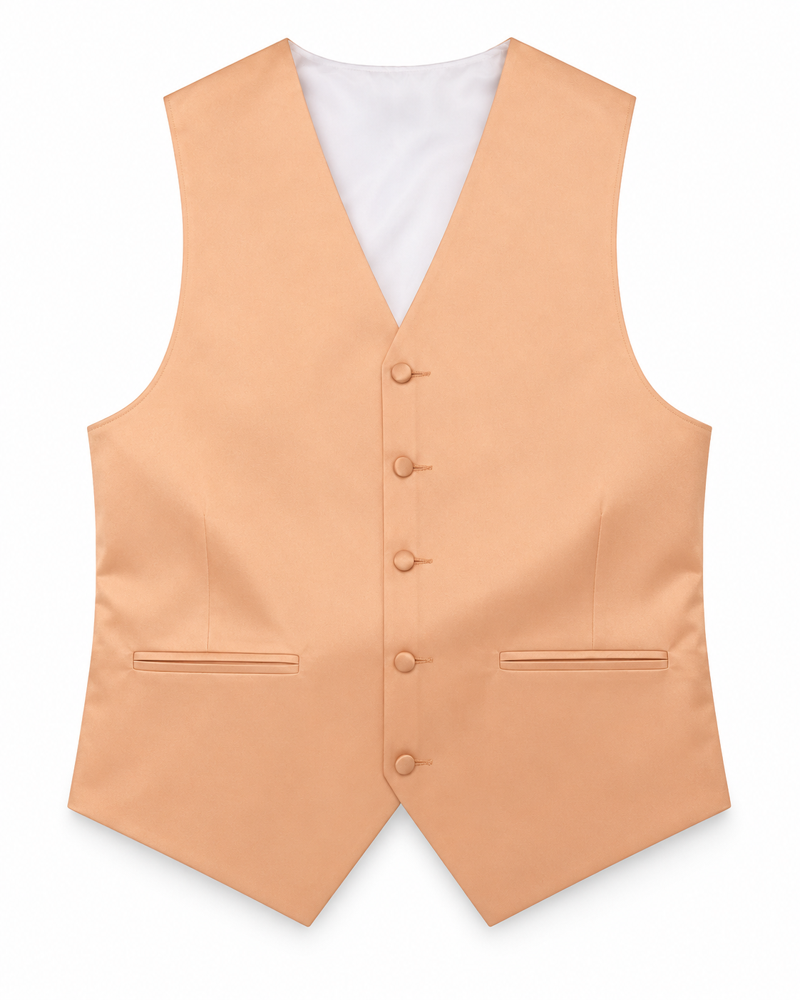 Peach satin vest front view on a white background