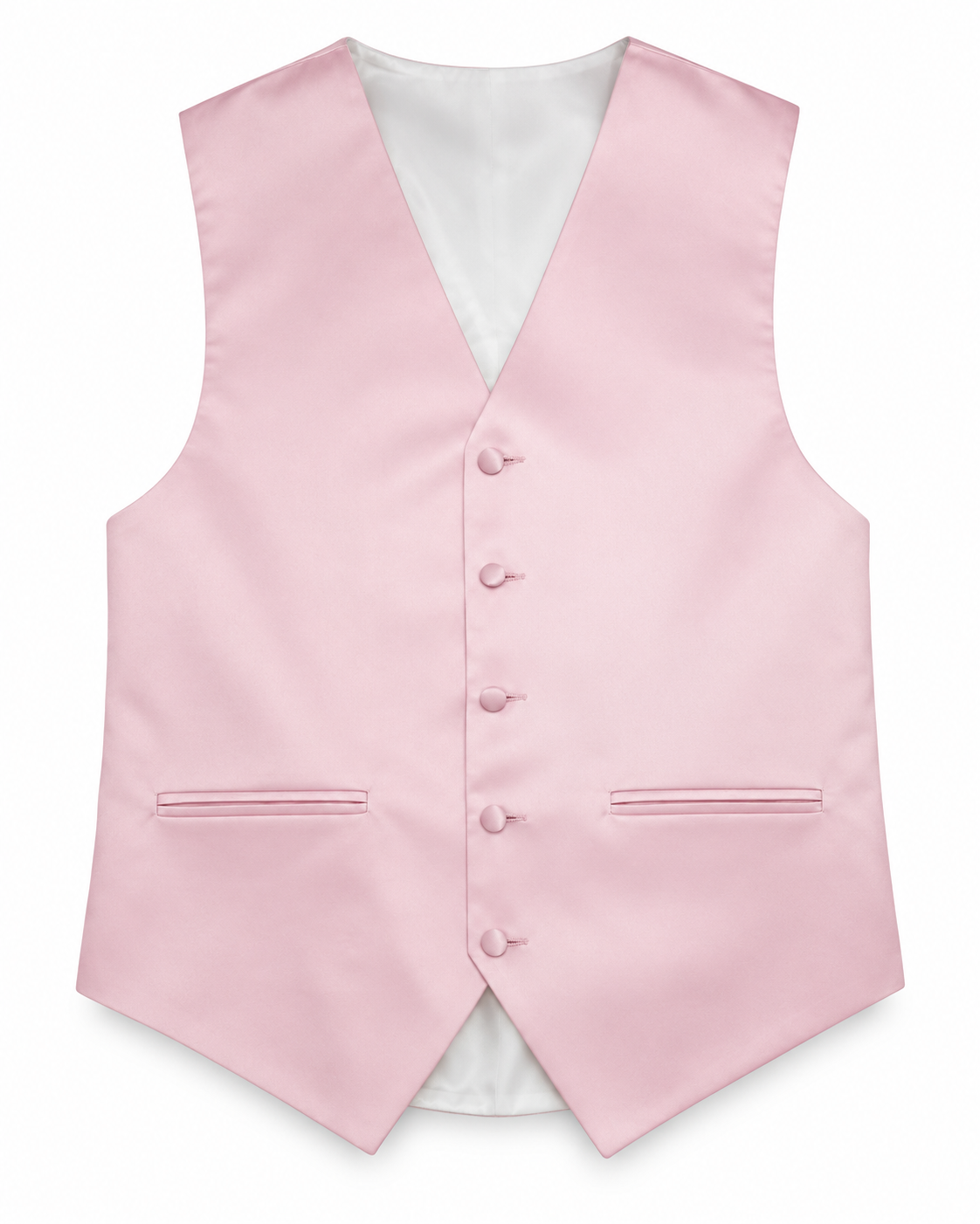 Pink satin vest front view on a white background