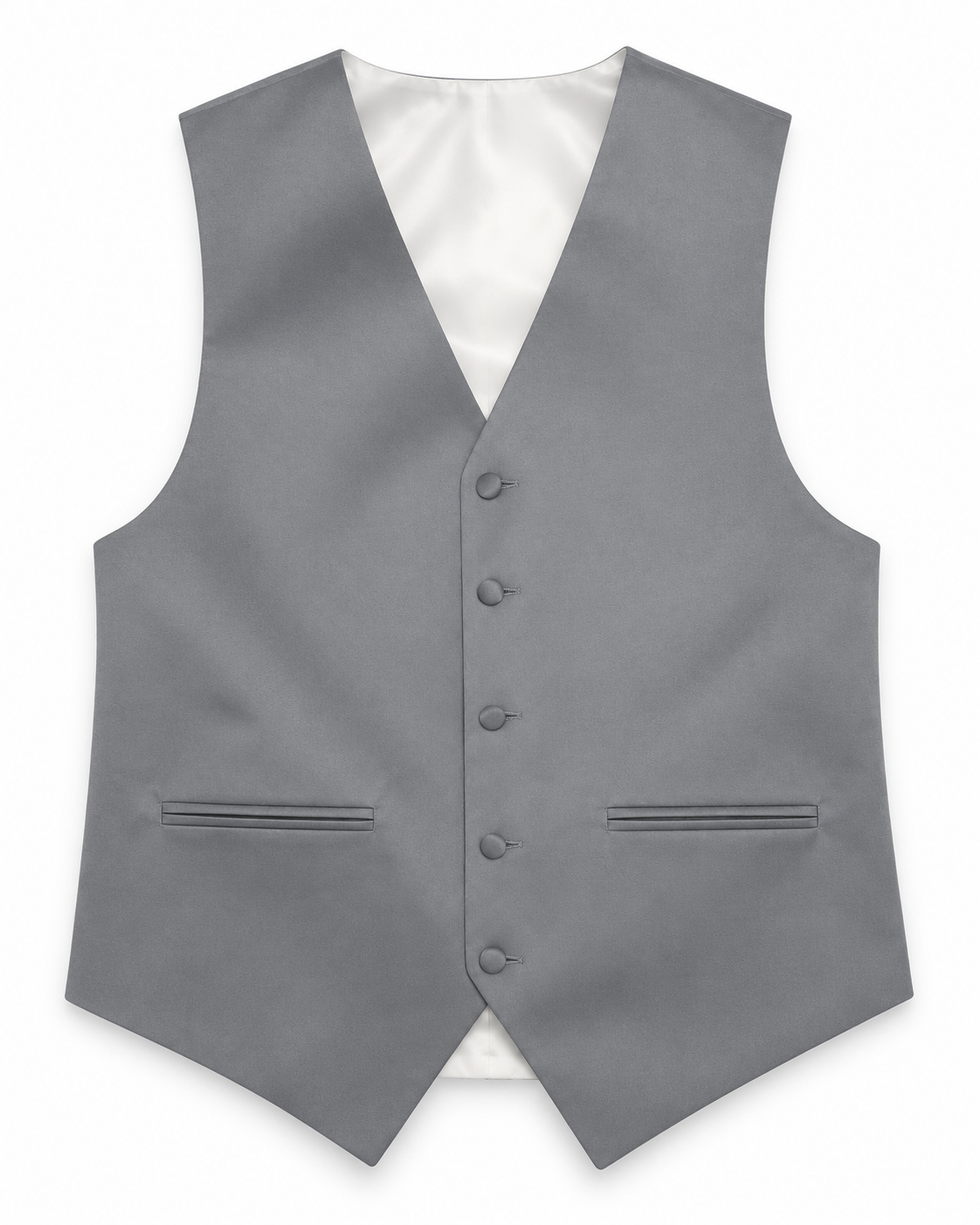 Platinum satin vest front view on a white background