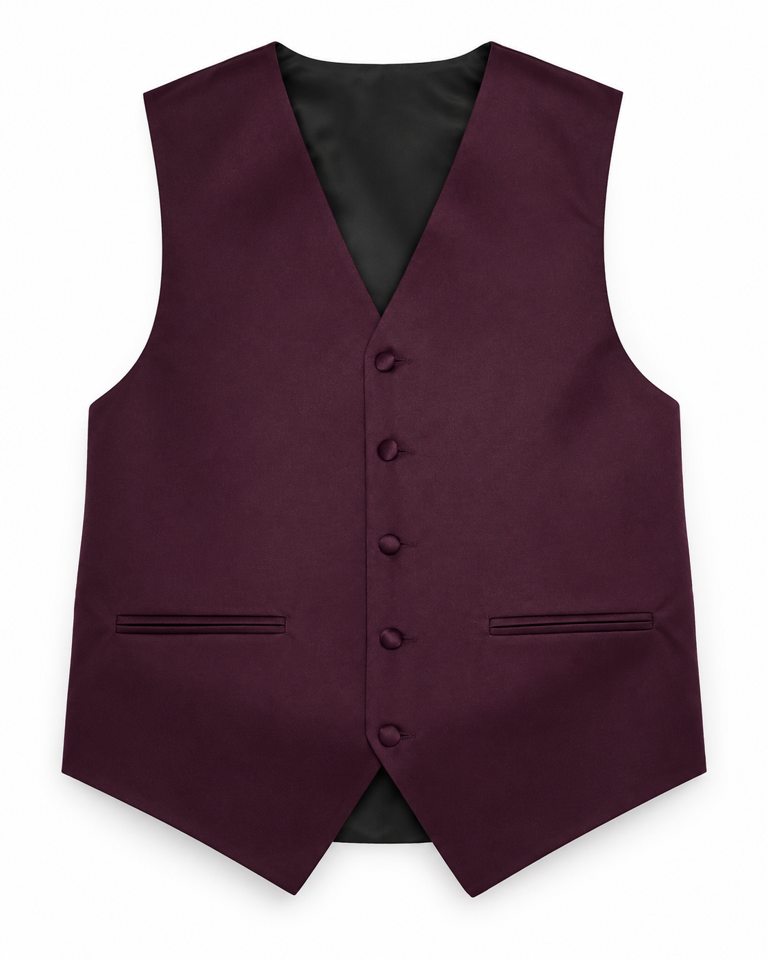 Plum satin vest front view on a white background