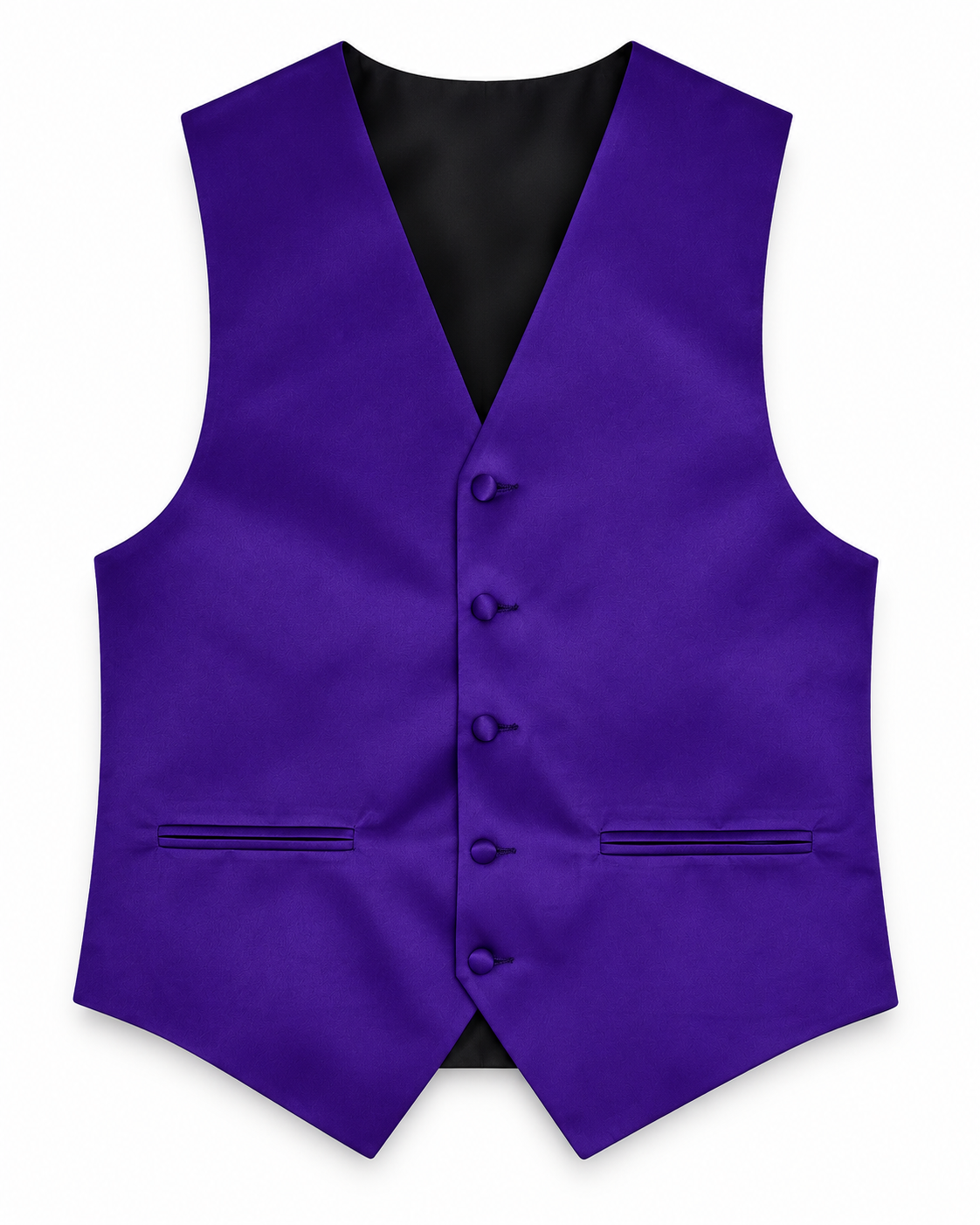 Purple satin vest front view on a white background
