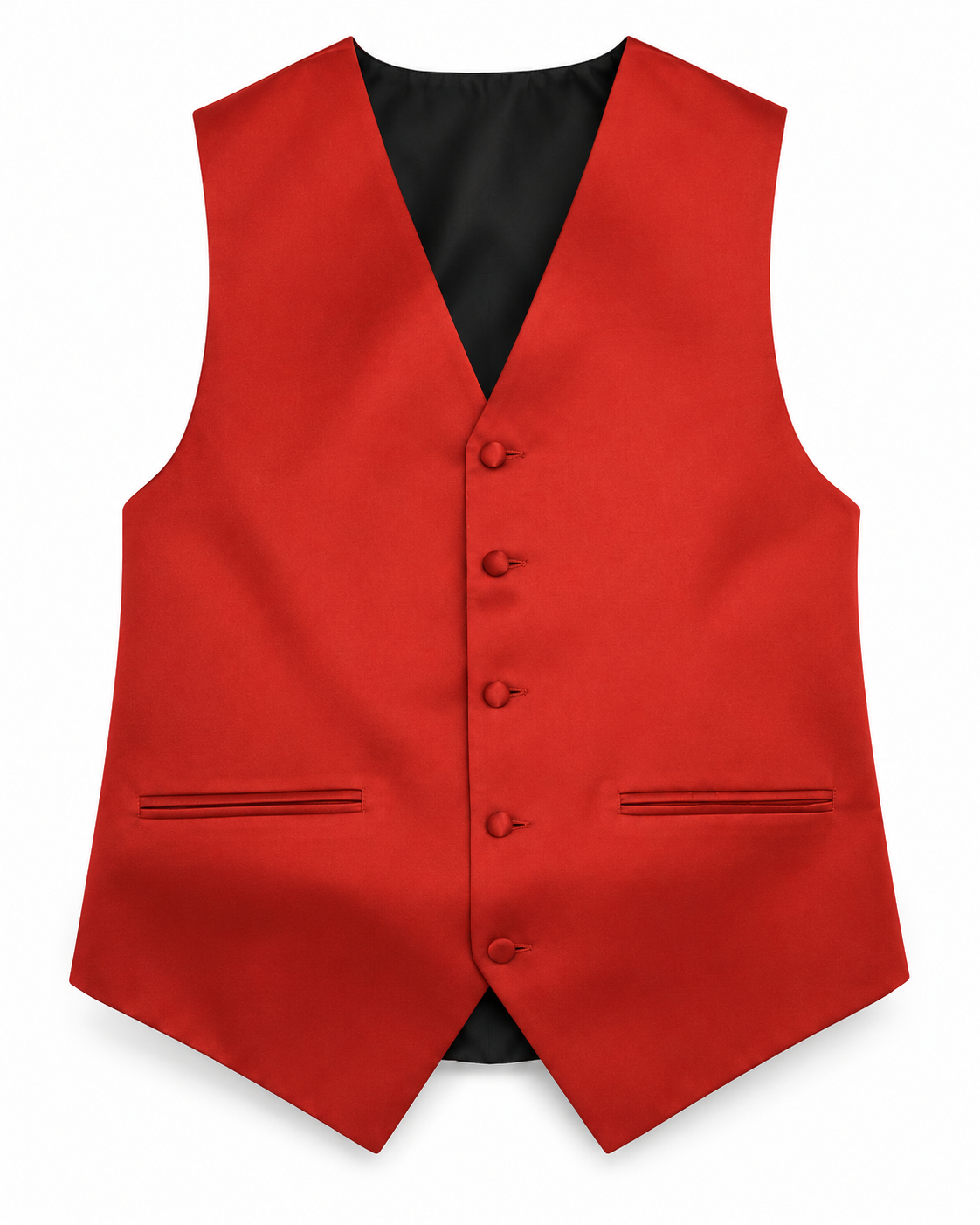 Red satin vest front view on a white background