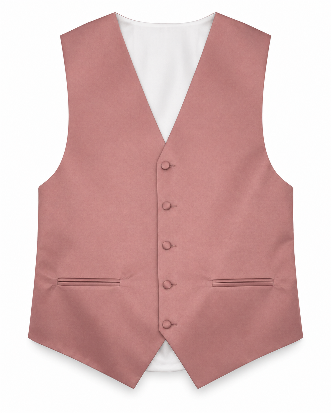 Rose Gold satin vest front view on a white background