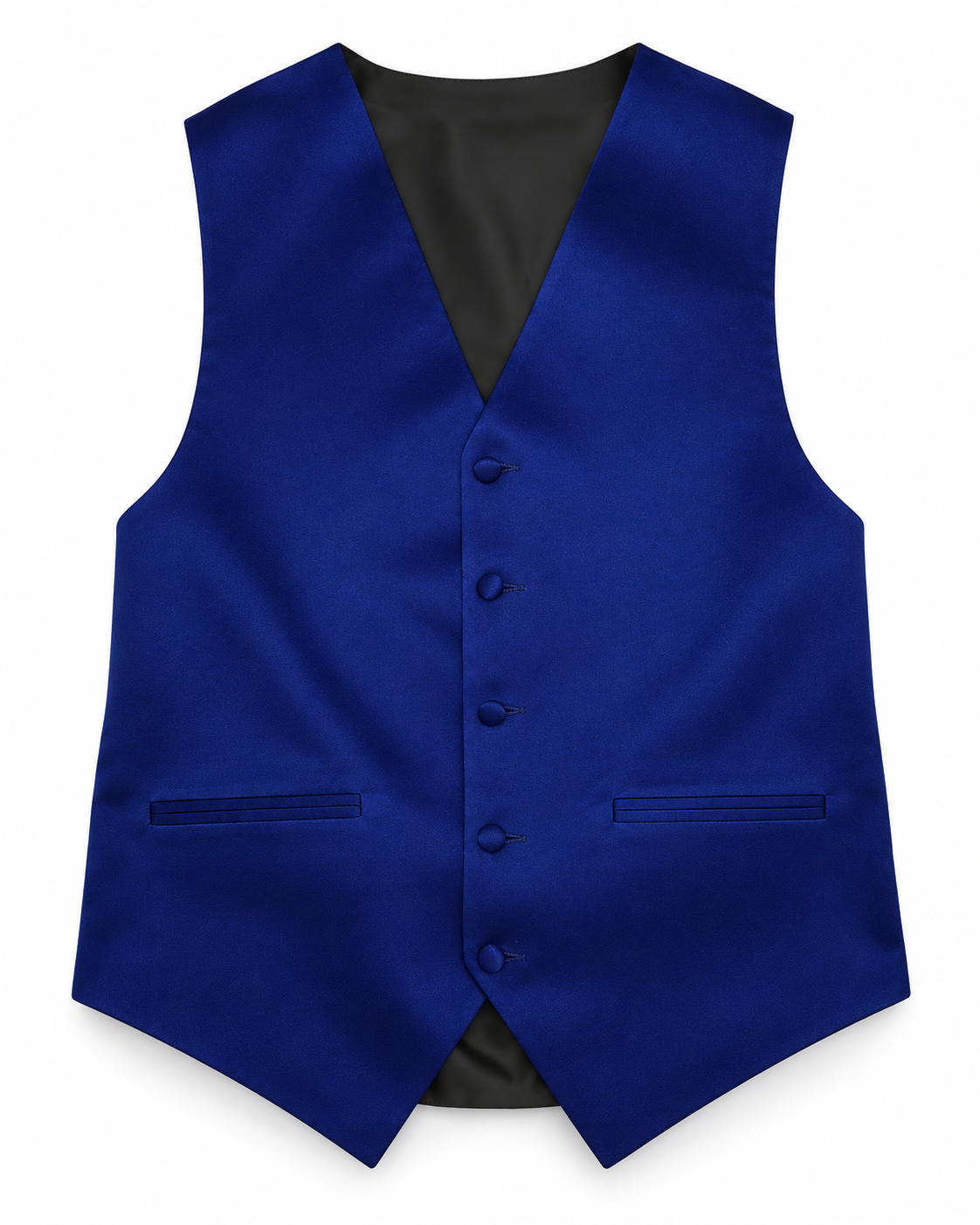 Royal satin vest front view on a white background