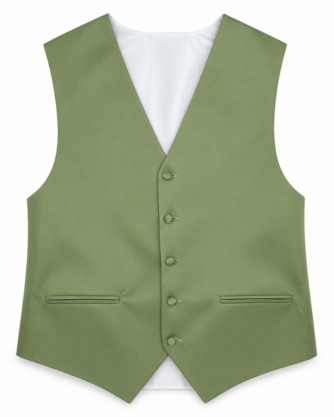 Sage satin vest front view on a white background