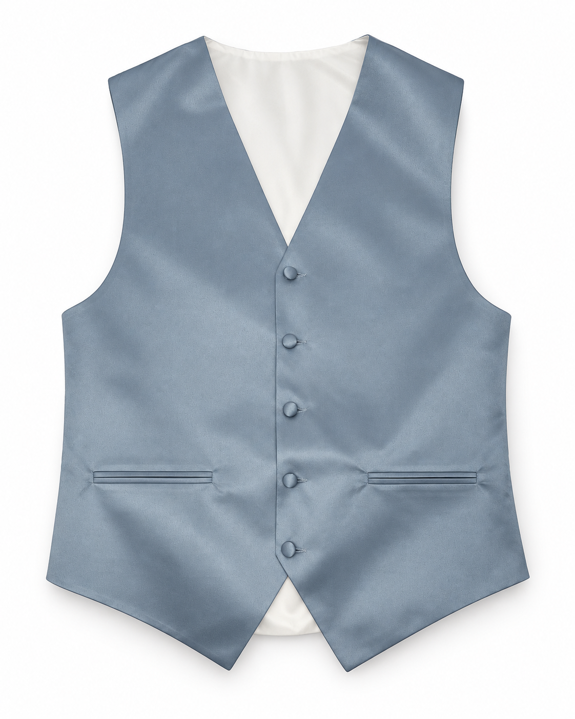 Steel Blue satin vest front view on a white background
