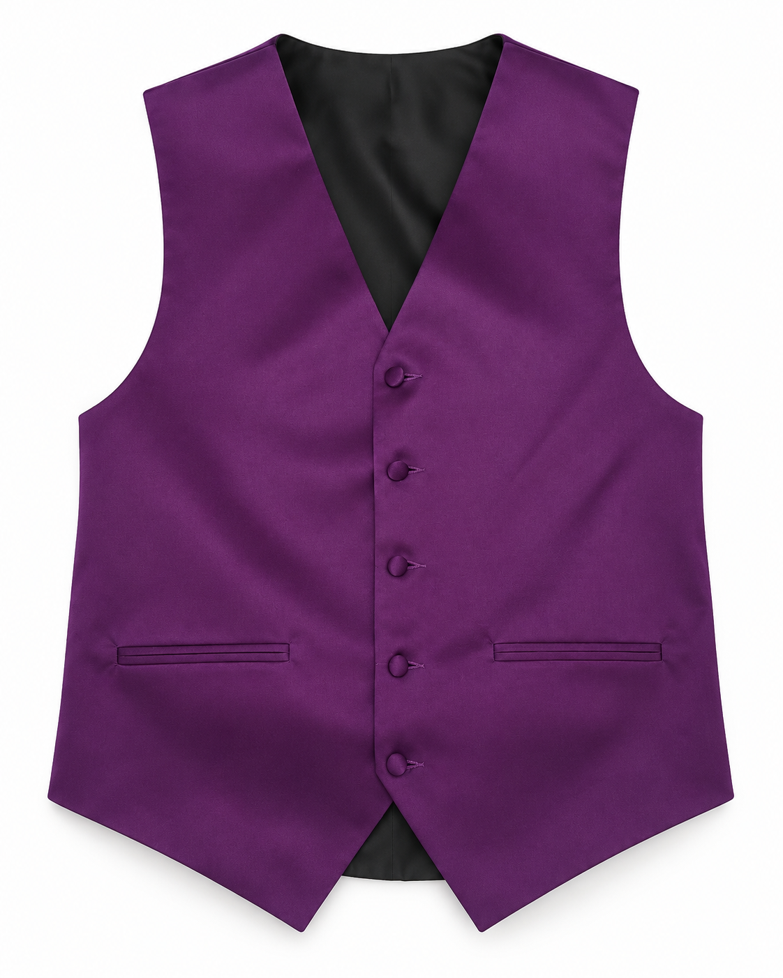 Violet satin vest front view on a white background