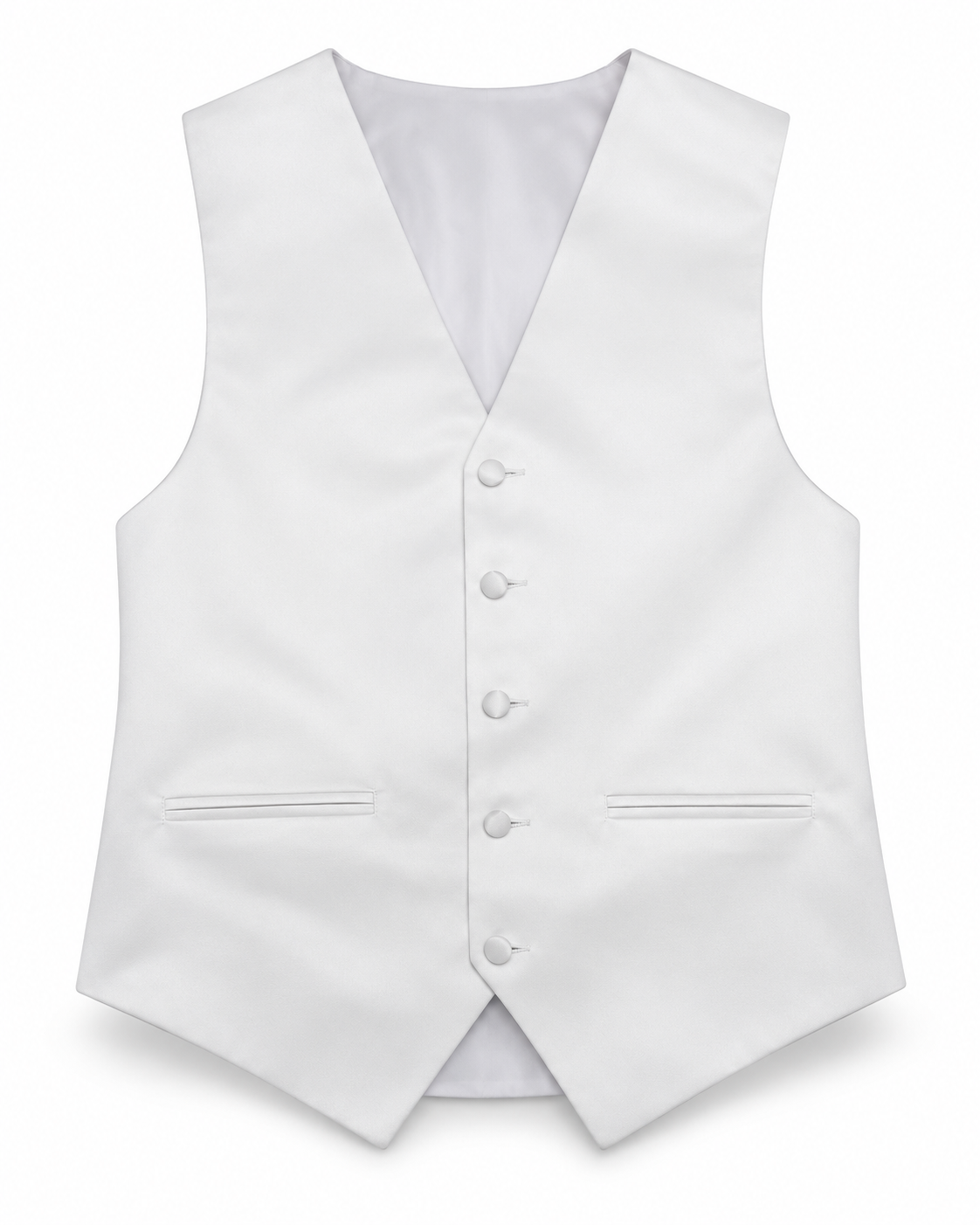 White satin vest front view on a white background