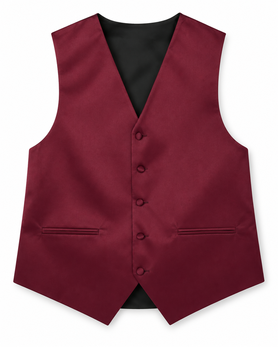 Wine satin vest front view on a white background
