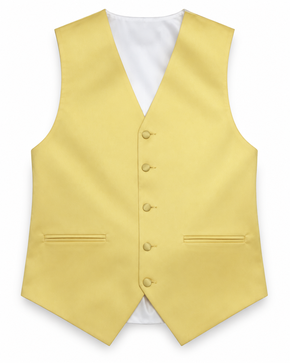 Yellow satin vest front view on a white background