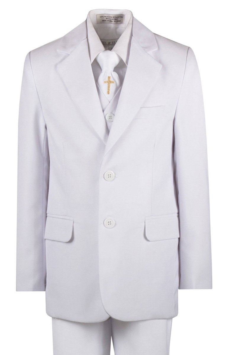 Boys Communion Slim Fit Suit with Religious Cross Neck Tie - Tuxgear