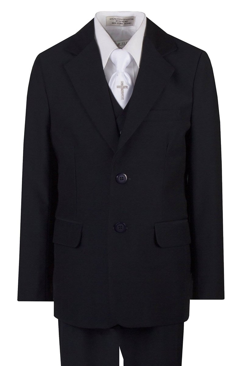 Boys Communion Slim Fit Suit with Religious Cross Neck Tie - Tuxgear