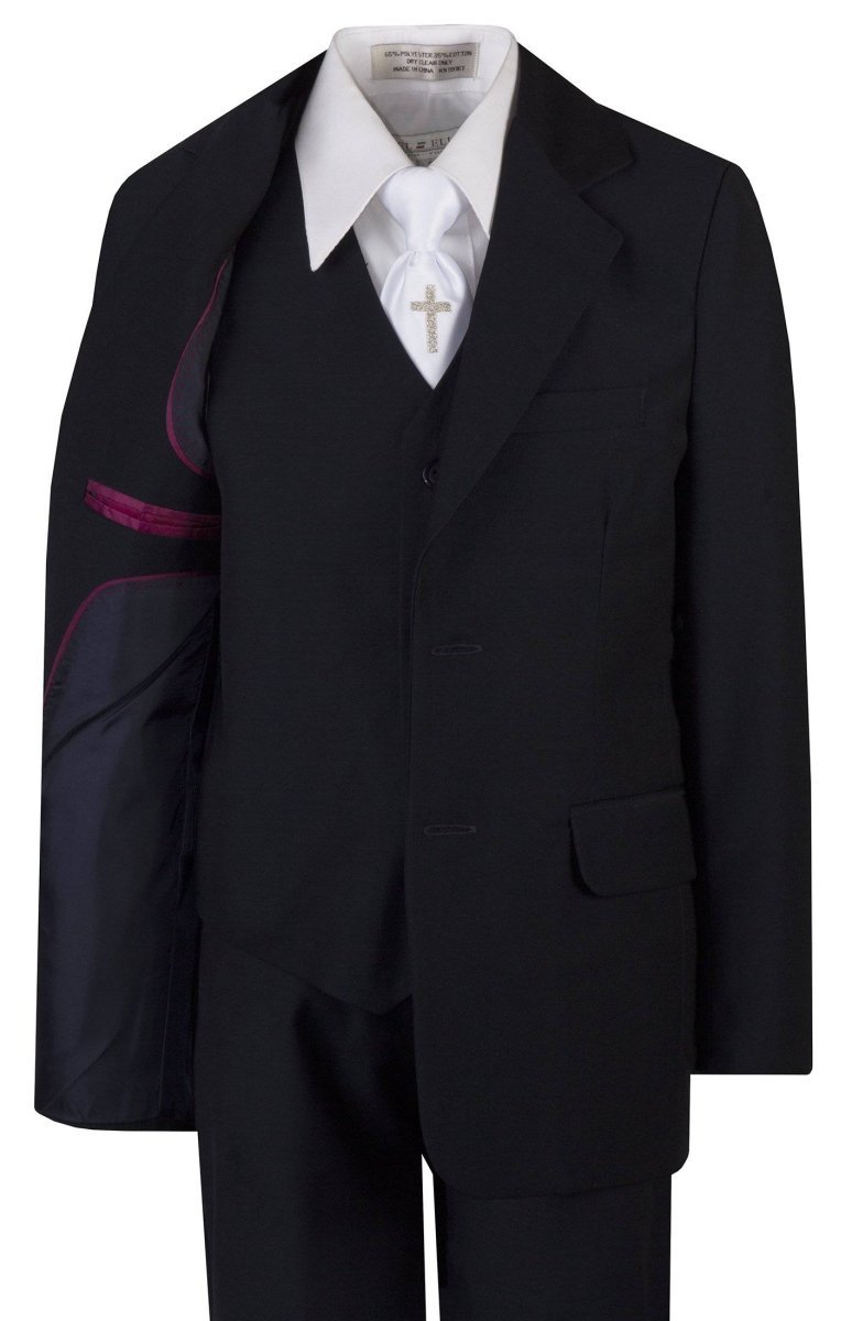 Boys Communion Slim Fit Suit with Religious Cross Neck Tie - Tuxgear
