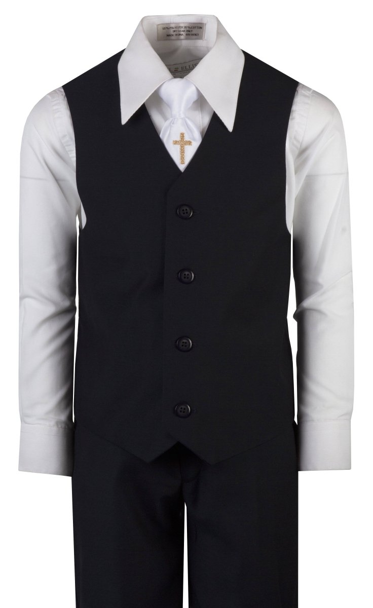 Boys Communion Slim Fit Suit with Religious Cross Neck Tie - Tuxgear