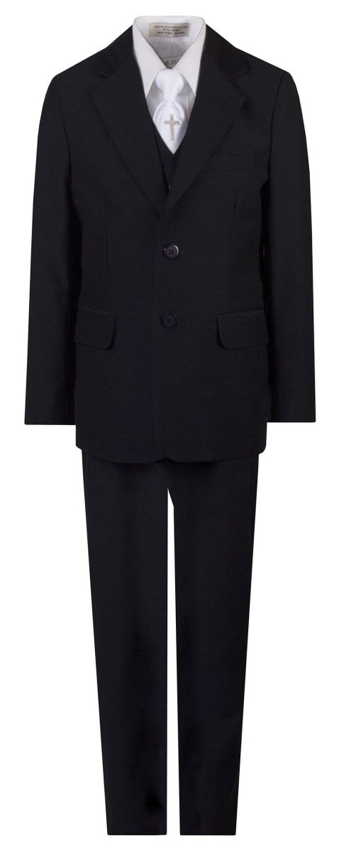Boys Communion Slim Fit Suit with Religious Cross Neck Tie - Tuxgear