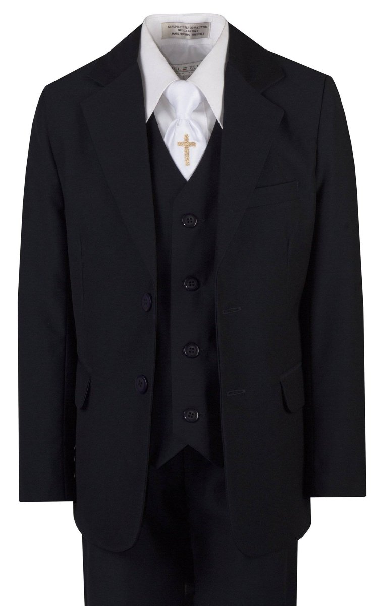 Boys Communion Slim Fit Suit with Religious Cross Neck Tie - Tuxgear