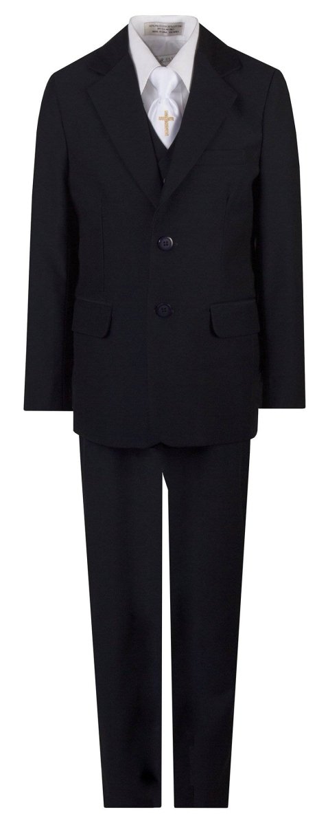 Boys Communion Slim Fit Suit with Religious Cross Neck Tie - Tuxgear