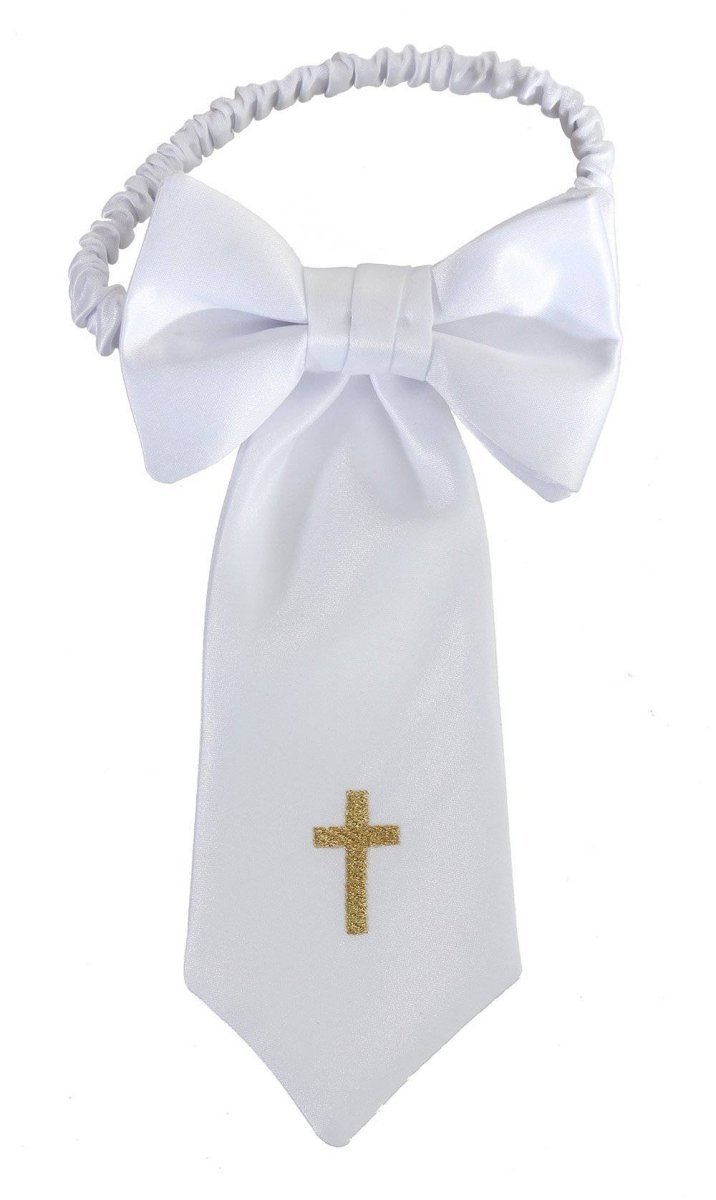 Boys First Holy Communion White Embroidered Religious Cross Armband - Tuxgear