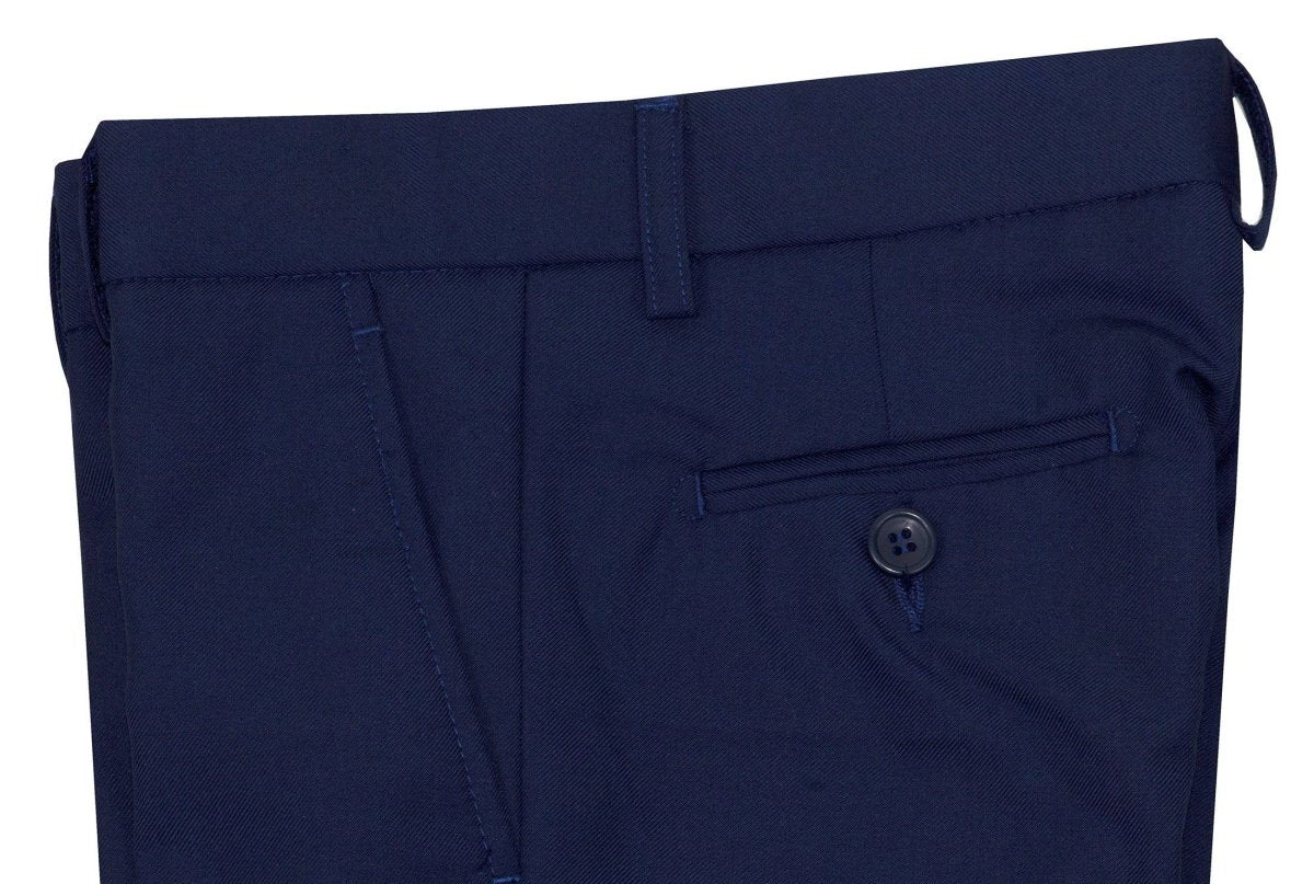 boys blue dress pants Black n Bianco Boys' First Class Slim Fit Flat Front Trouser Pants in Navy