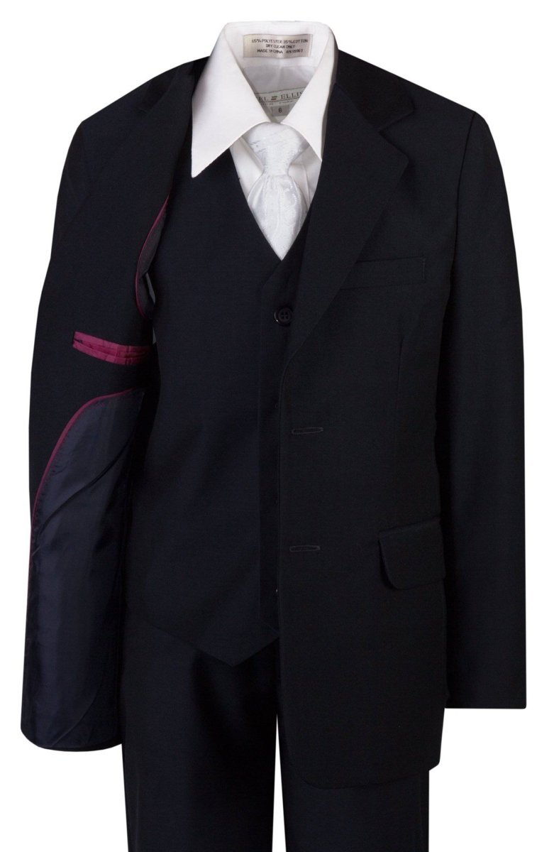 Boys Slim Fit Religious Suit with Clergy Jacquard Neck Tie - Tuxgear