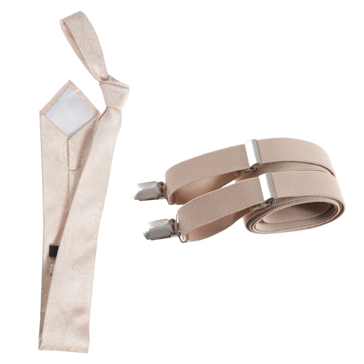 Classic Windsor Self Tie Paisley Jacquard Necktie and Suspenders - Tuxgear