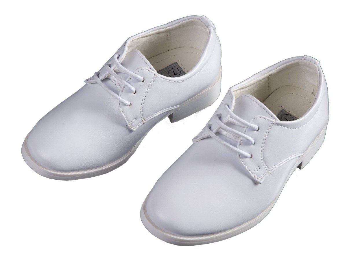 Boys Matte White Round Toe Dress Shoe | Tuxgear Inc