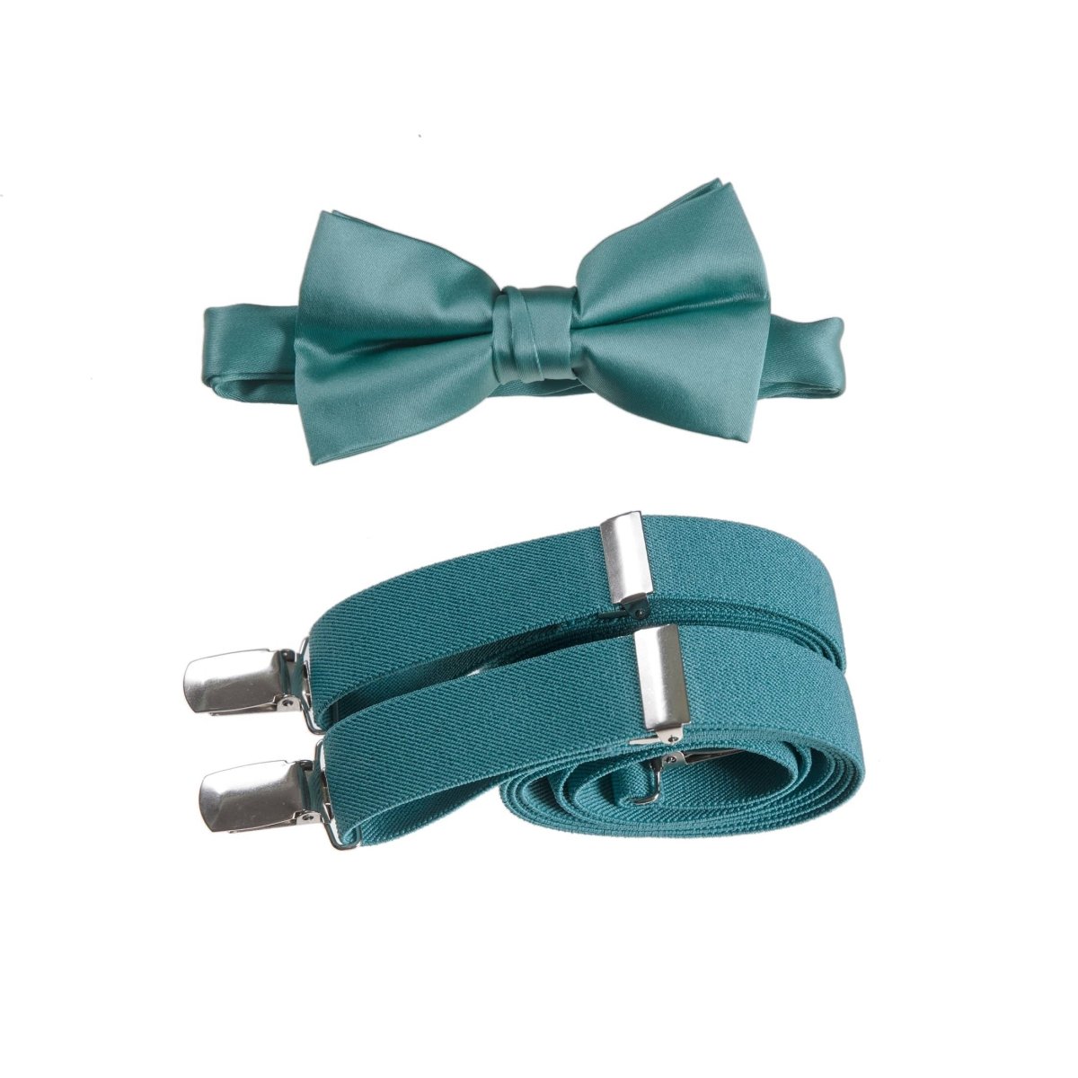 Men's Pre - tied Satin Bow Tie and Adjustable Stretch Suspender Sets - Tuxgear