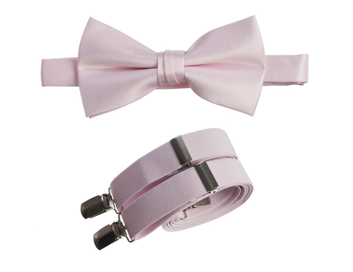 Men's Pre - tied Satin Bow Tie and Adjustable Stretch Suspender Sets - Tuxgear