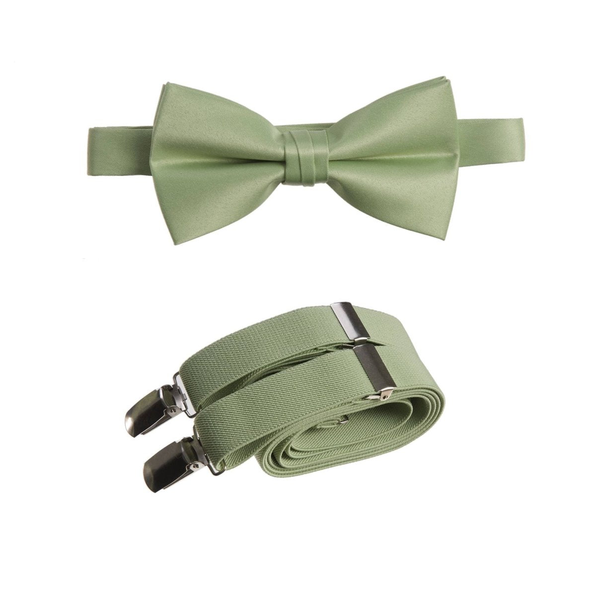 Men's Pre - tied Satin Bow Tie and Adjustable Stretch Suspender Sets - Tuxgear